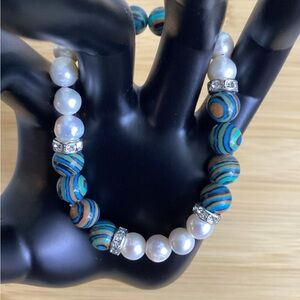 Pearl and blue Malachite Bracelet